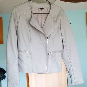 Light gray faux leather jacket